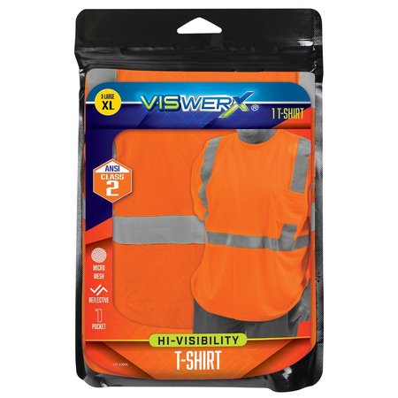 VISWERX Hi-Vis SS T-Shirt w-Pocket - ANSI CL2 Orange XL 127-23006